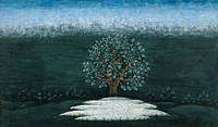 A tree beside a pool of water. Gouache painting by an Indian artist. Original public domain image from Wellcome Collection. Digitally enhanced by rawpixel.