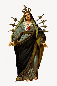 Vintage Saint Mary religious illustration. Remixed by rawpixel. 