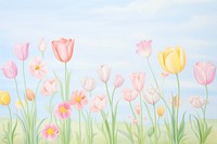 Tulip flower border flowers tulips painting.