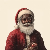 A black santa claus christmas illustration portrait.