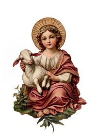 A jesus baby with goat art painting vintage.