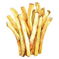 An isolated french fries food illustration watercolor.