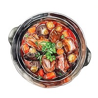 An isolated japanese sukiyaki food illustration watercolor.