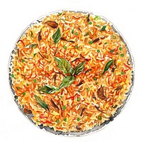 An isolated chicken biryani food illustration vibrant.