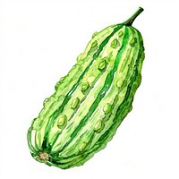 An isolated fresh bitter melon food illustration watercolor.