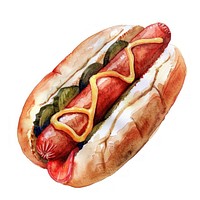 An isolated hot dog food illustration watercolor.