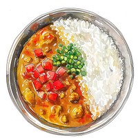 An isolated japanese curry rice food illustration vibrant.