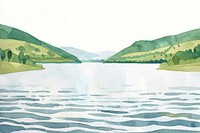 Water illustration watercolor landscape.