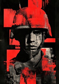 A soldier illustration portrait graphic.