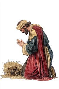 Joseph kneeling art illustration traditional.