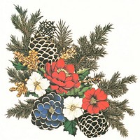 Christmas illustration arrangement embroidery.