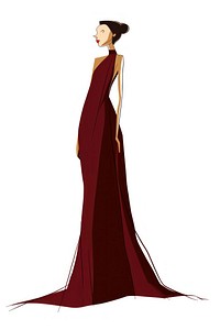 Burgundy night dress fashion dress illustration gown silhouette.