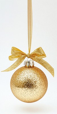 A golden glitter Christmas ornament ball christmas elegant festive.