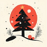 Silkscreen illustration of a happy new year christmas winter design.