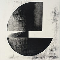 Silkscreen illustration of an abstract shape textured design black.