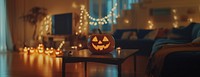 Halloween jack-o-lantern candle living.