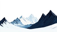 Serene layered snowy mountains peaks illustration landscape.