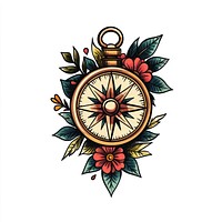 Compass and flower illustration flowers vintage.