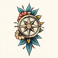 Compass and flower illustration flowers vintage.