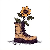 Flower growing from boot illustration vintage design.