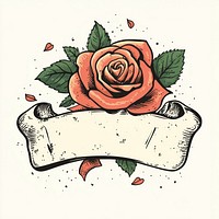 Rose illustration vintage tattoo.