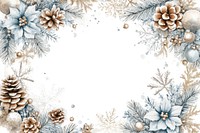 Watercolor pastel light blue and beige winter wreath with snowflakes design cones pine.