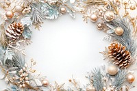 Watercolor pastel light blue and beige winter wreath with snowflakes christmas background ornaments.