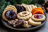 Holiday cookies plate festive fruit.