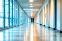 Modern corridor with bright lighting.