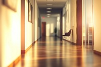 Sunlit modern office hallway