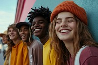 Young people clothing smiling diverse.