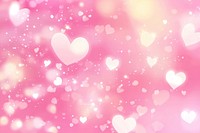 Pink pastel background with hearts and bokeh lights pink valentine's atmosphere.