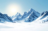 Snowy mountains peaks snow illustration.