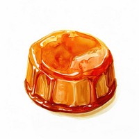 An isolated caramel castard dish illustration watercolor dessert.