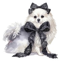 Dog illustration watercolor ribbon.