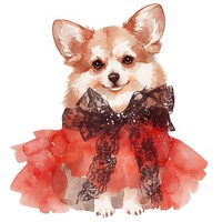 Dog illustration watercolor dress.