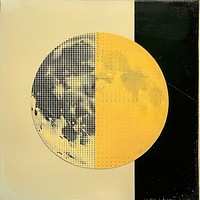 Moon retro paper collage abstract halftone texture.