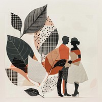 Wedding retro paper collage illustration painting abstract.