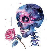 Cute Skull with rose illustration galaxy skull.