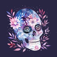 Cute Skull illustration pattern purple.