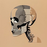 Skull retro paper collage cutouts illustration abstract art.