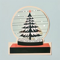 Snow globe retro paper collage christmas illustration tree.