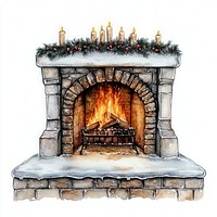 Christmas fireplace illustration candles winter.