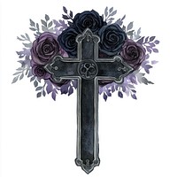 Cross illustration flowers gothic.