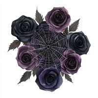 Spider web roses art illustration.