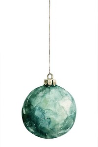 Watercolor christmas ornament hanging illustration green art.