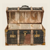 Ephemera paper treasure chest newspaper vintage box.