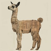 Ephemera paper alpaca newspaper vintage animal.