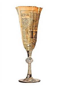 Ephemera paper champagne glass newspaper vintage art.