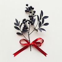 Mistletoe branch berries berry ribbon.